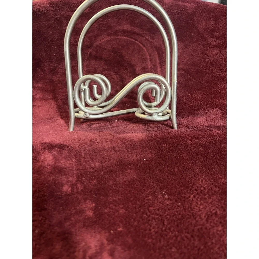 Heavy Metal Napkin Holder - 6in x 5in - Silverish Swirl‎ Design (1879)